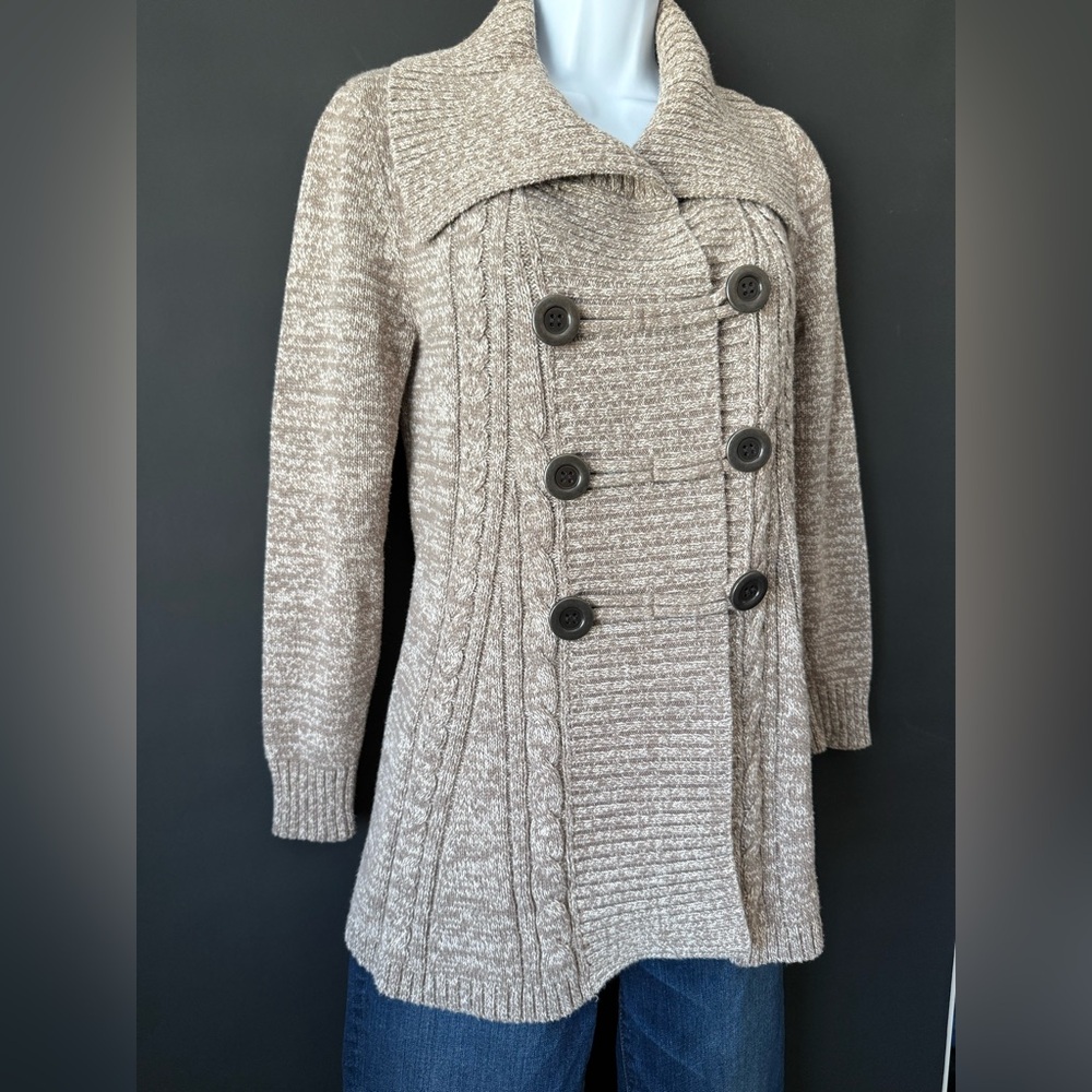 Style & Co tan button up cardigan medium